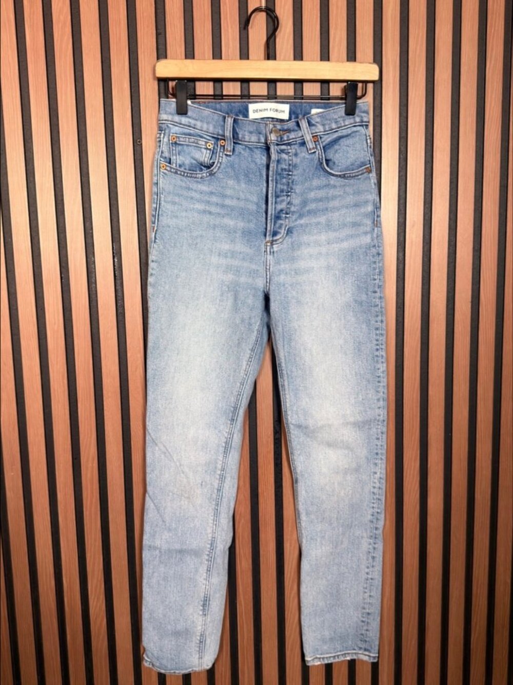 Denim Forum Jeans 26 Womens Blue Yoko High Rise Slim Rigid Button Fly